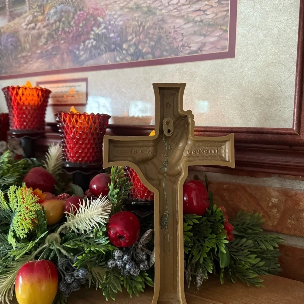 Vintage 1974 Gold Cross Decor Accent